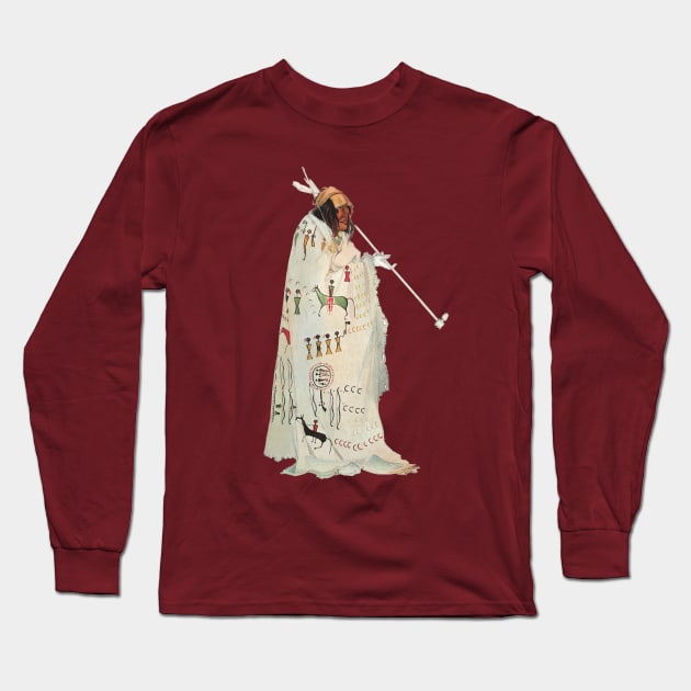 Native American Indian Portrait by Karl Bodmer Long Sleeve T-Shirt by MasterpieceCafe